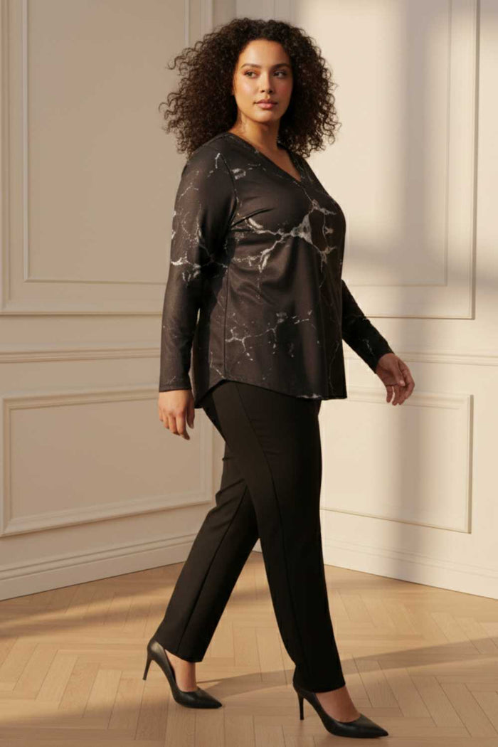Plus Size Black SnugWeave Winter Top - V Neck