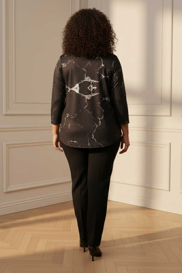 Plus Size Black SnugWeave Winter Top - V Neck