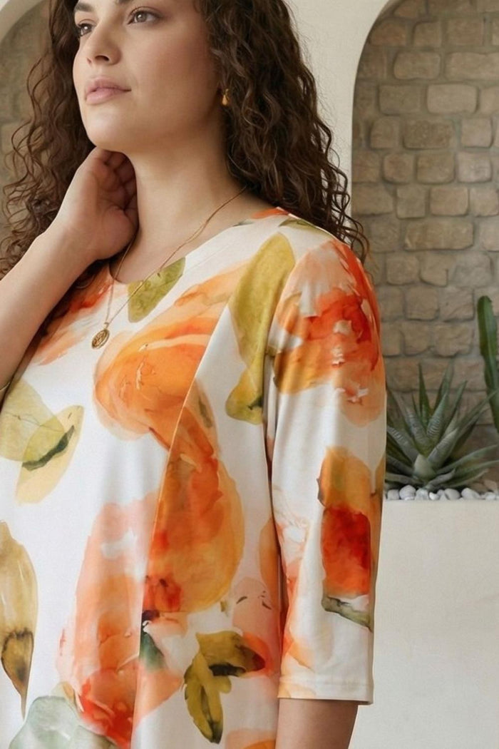 Plus Size Elegant Pastel Floral Print A-Line Dress
