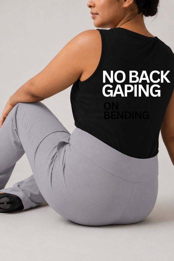 Plus Size English Grey Tummy Shaper Straight Fit Pants