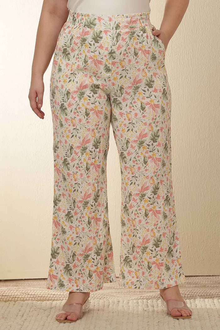 Plus Size Floral Print Kurta Coord Set