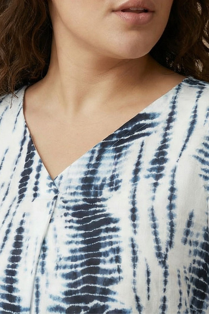 Plus Size Indigo Tie Dye Centre Pleat Top