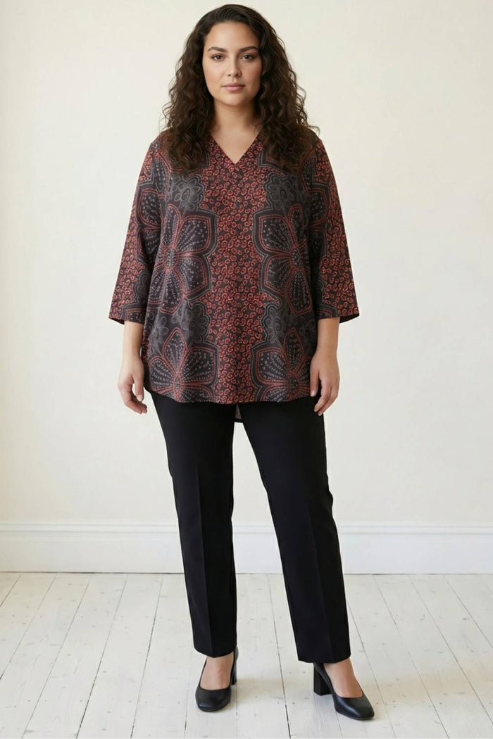Plus Size Maroon Floral Top