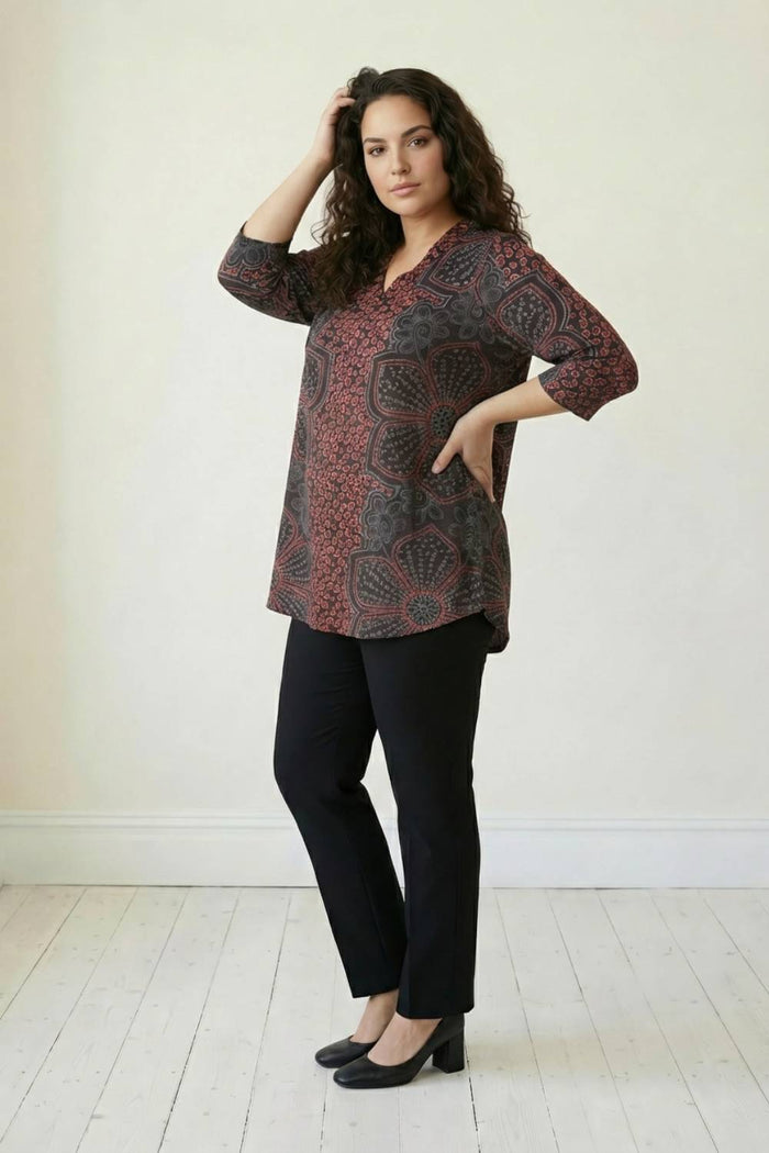 Plus Size Maroon Floral Top