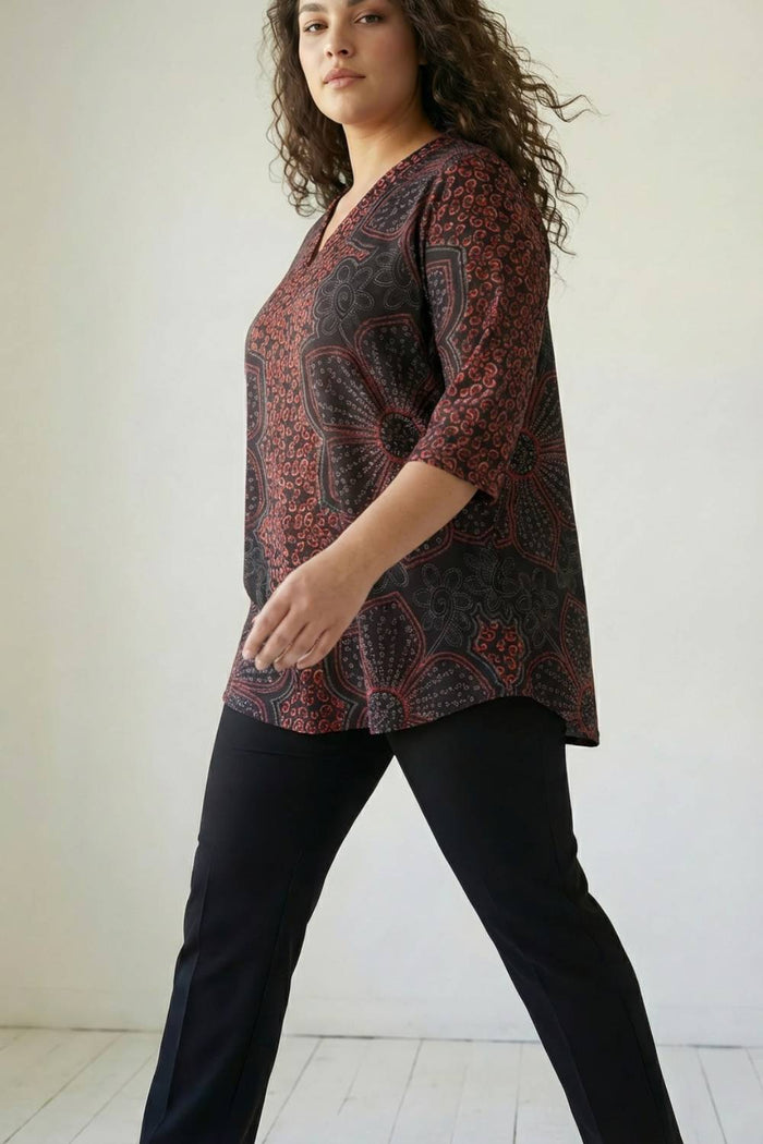 Plus Size Maroon Floral Top