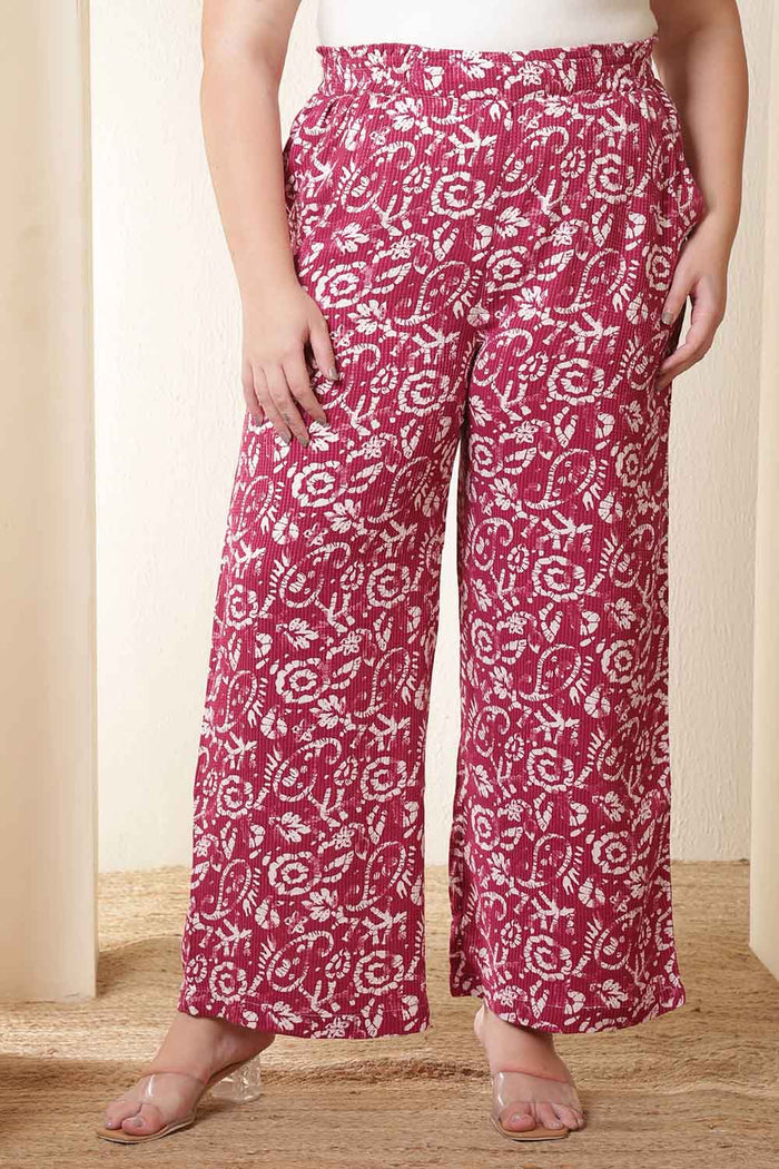 Plus Size Pink Batik Print Cotton Shirt Coord Set