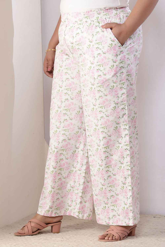 Plus Size Pink Floral Cotton Kurta Coord Set