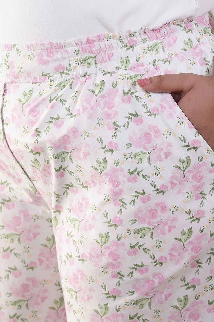 Plus Size Pink Floral Cotton Kurta Coord Set