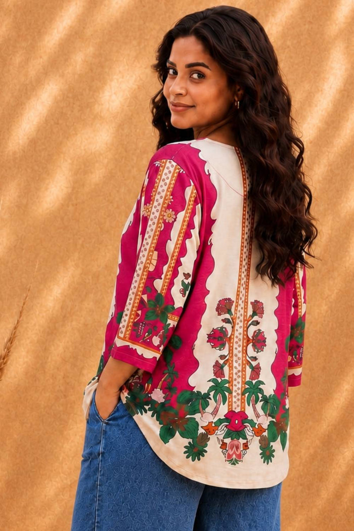 Plus Size Pink Floral Print Top