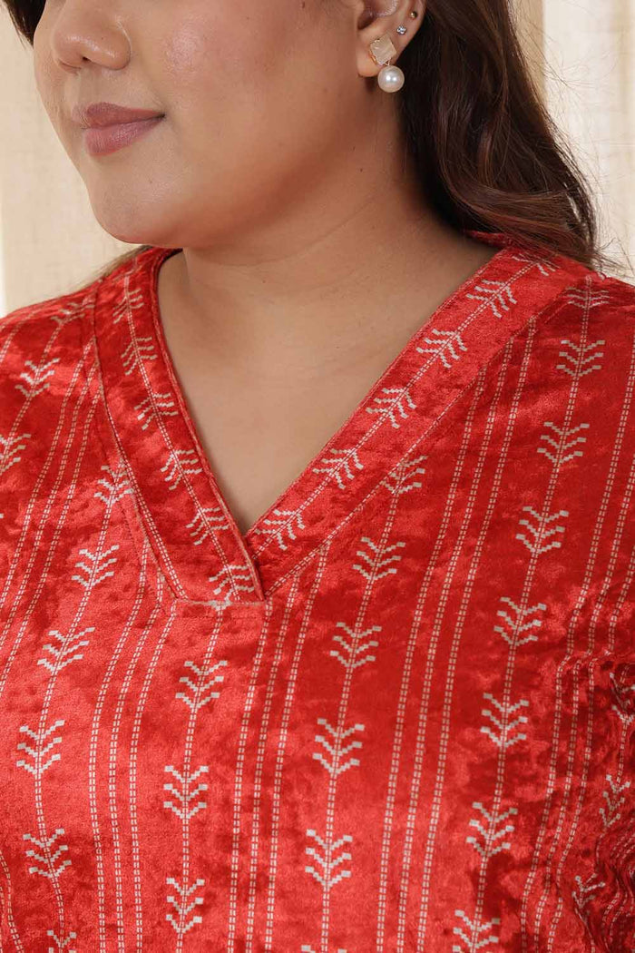 Plus Size Red Velvet Top