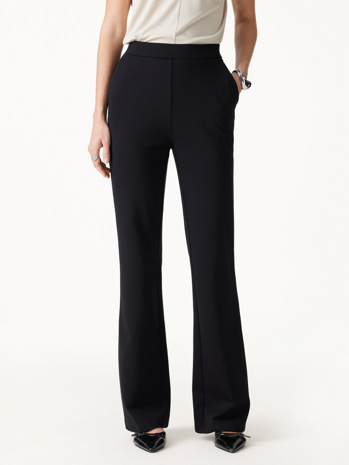 OGLmove Ponte High-Rise Slim Flared Pants with Pockets Pure Black XXS