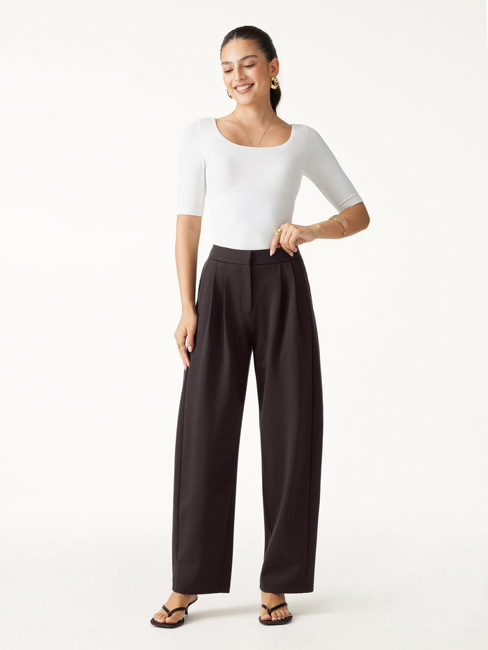 OGLmove Ponte Low-Rise Ankled Barrel Pants with Pockets