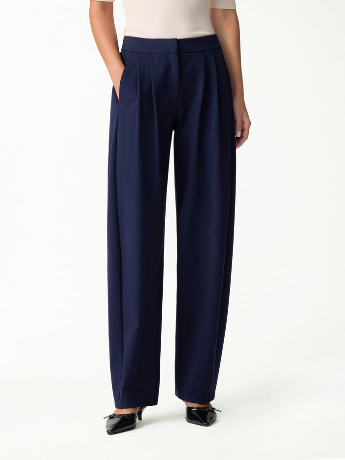 OGLmove Ponte Low-Rise Ankled Barrel Pants with Pockets Navy XXS