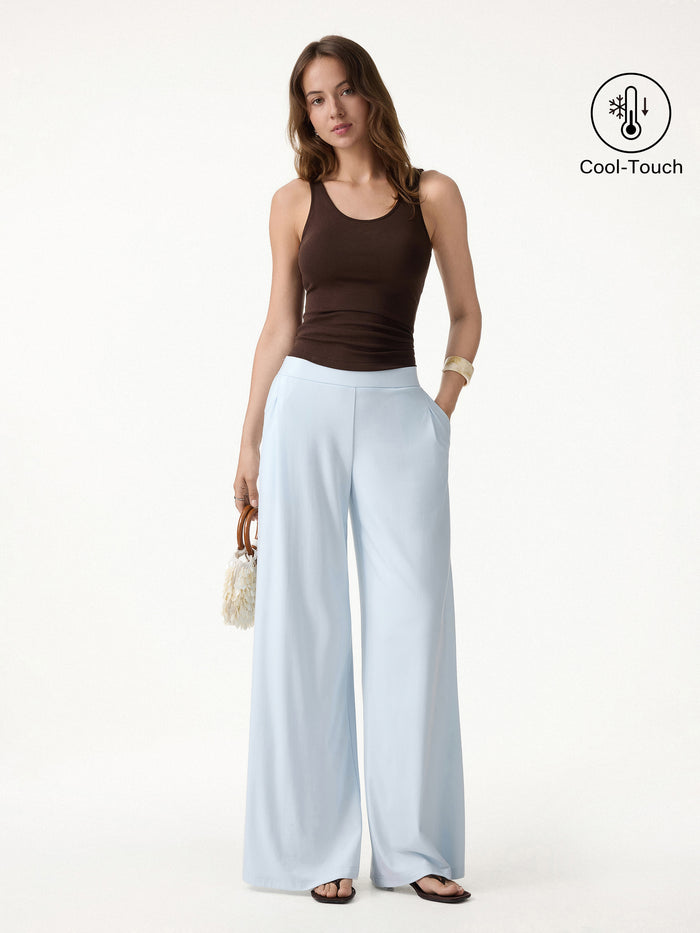 OGLmove Ponte Mid Rise Wide Leg Pants with Pockets