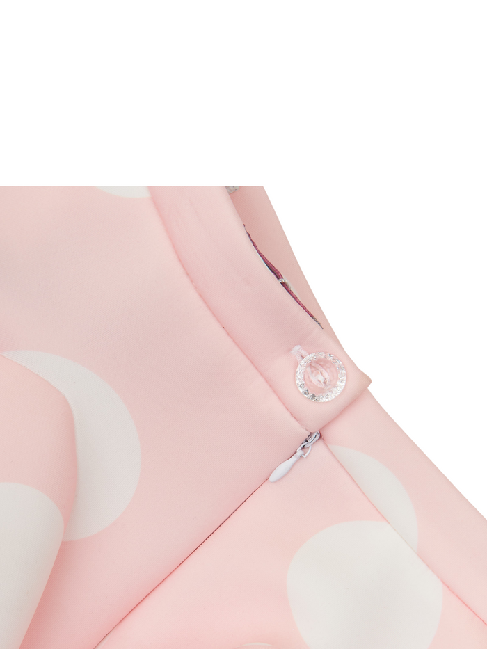 Kids Couture x Mia Belle Girls Pink Polka Dot Hip Pleat Tennis Skirt