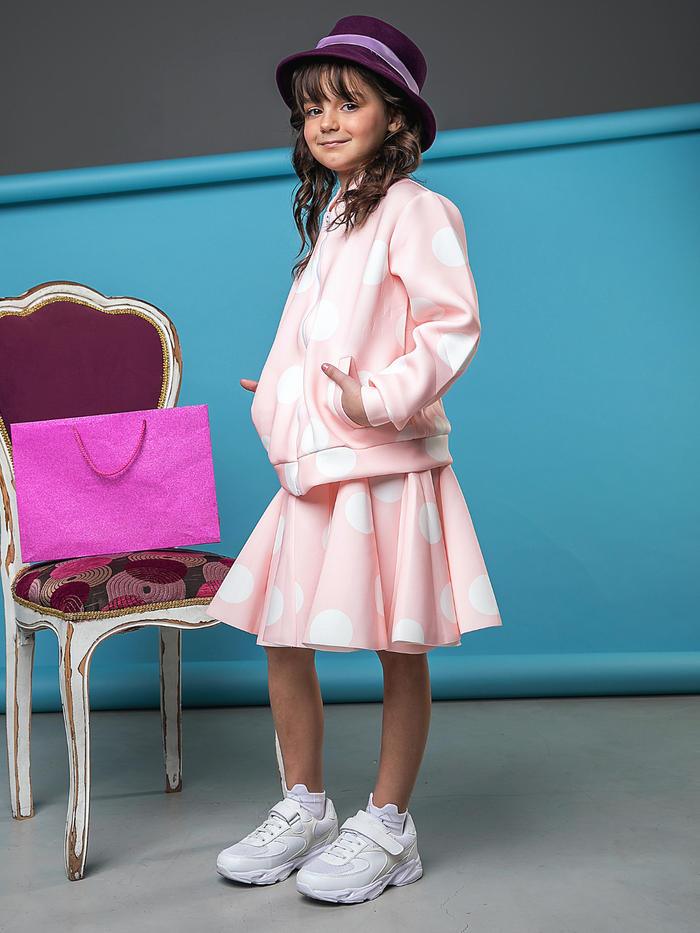 Kids Couture x Mia Belle Girls Pink Polka Dot Hip Pleat Tennis Skirt
