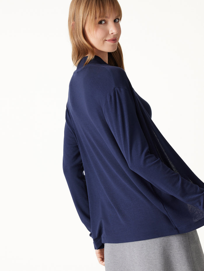 OGLmove Premium Lyocell-Wool Open-Front Long Sleeve Cardigan