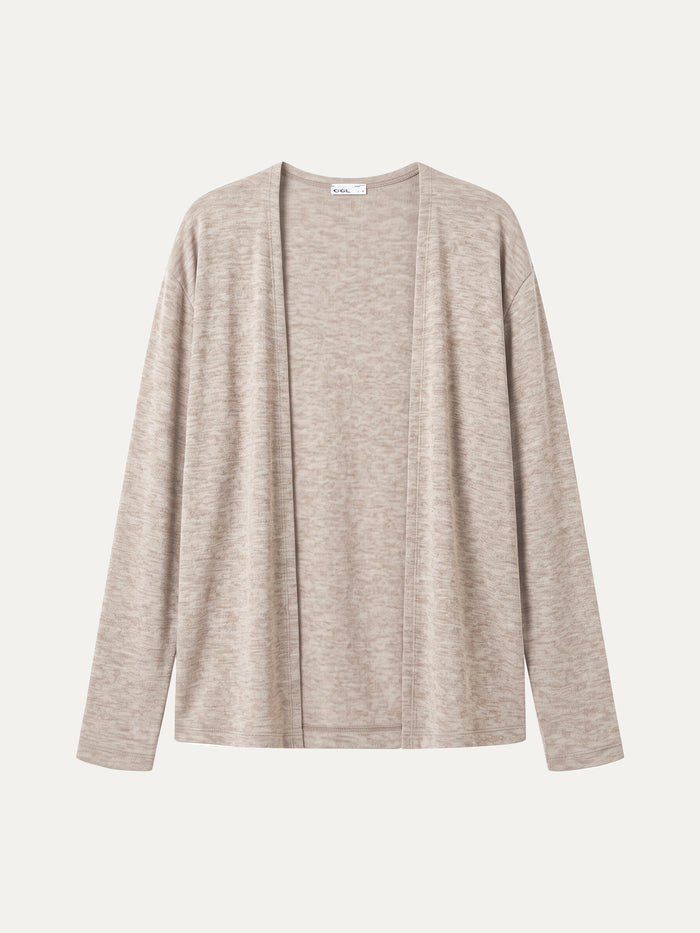 OGLmove Premium Lyocell-Wool Open-Front Long Sleeve Cardigan