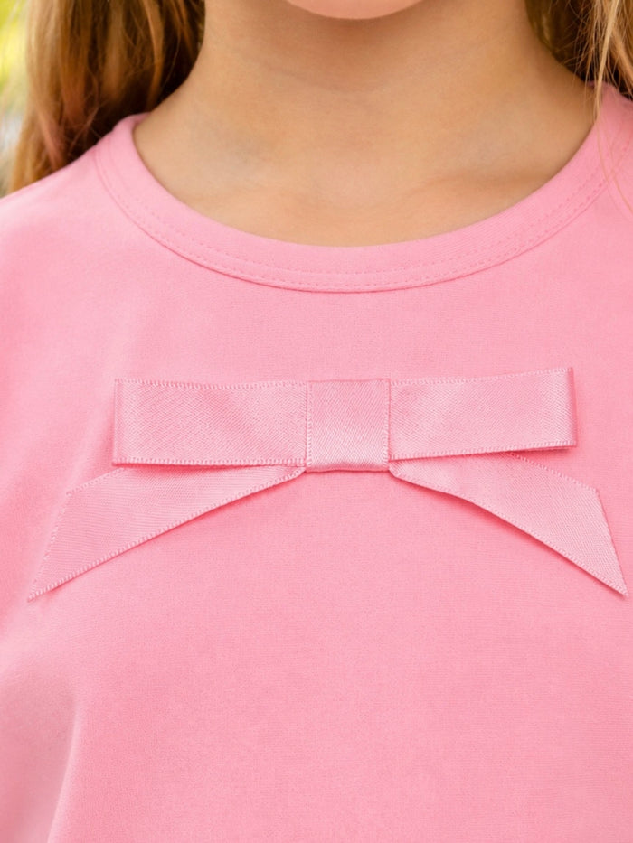 Girls sporty legging set with front bow detail