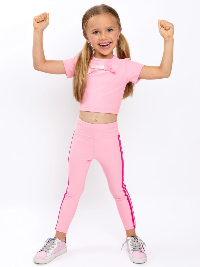 Blush pink girls athletic outfit with matching leggings