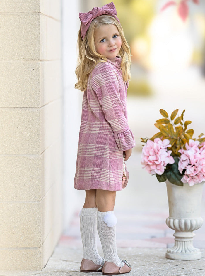 Pretty Pink Tartan Plaid Long Sleeve Shift Dress Mia Belle Girls