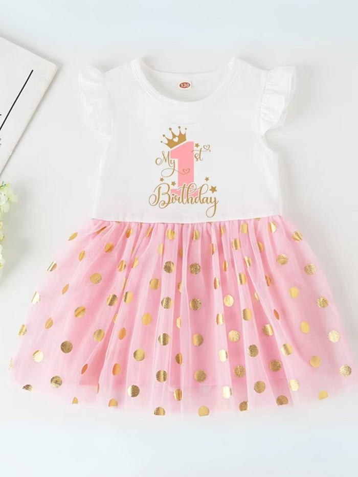 Princess 2 Year Old Birthday Tutu Dress with Golden Accents Mia Belle Girls
