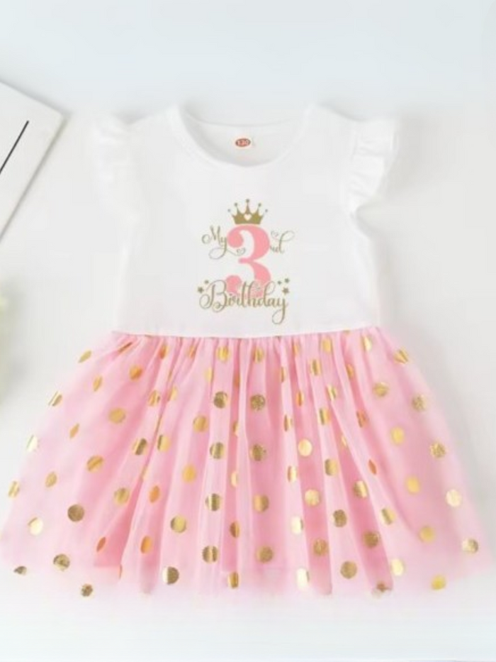 Princess 2 Year Old Birthday Tutu Dress with Golden Accents Mia Belle Girls