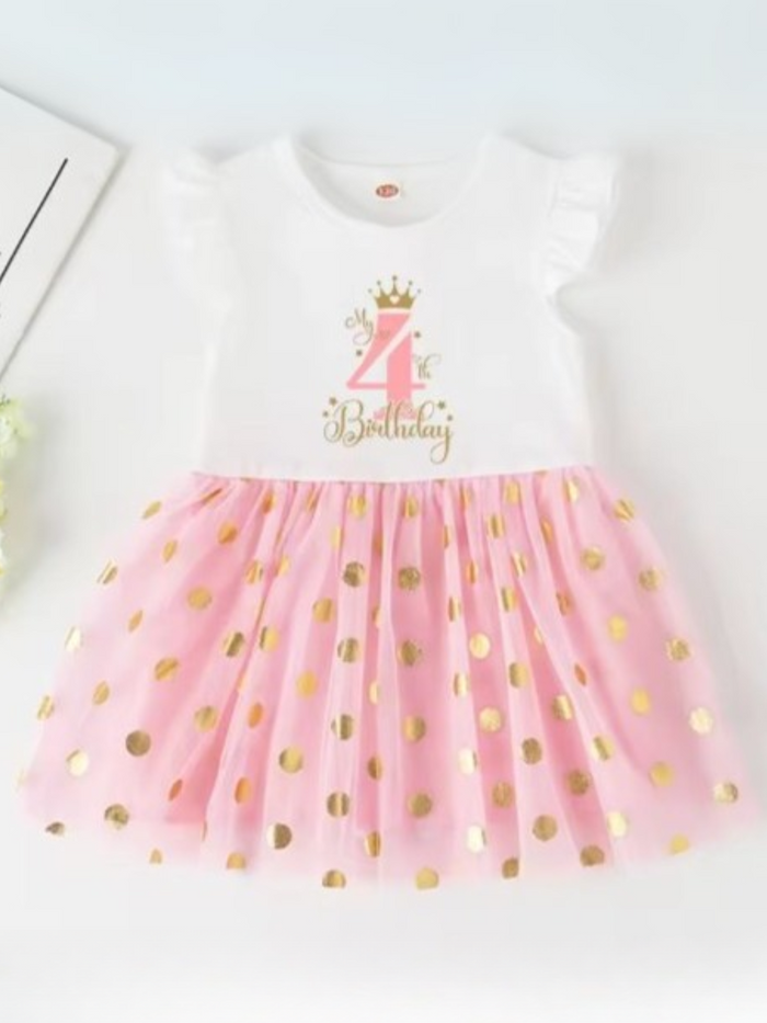 Princess 2 Year Old Birthday Tutu Dress with Golden Accents Mia Belle Girls