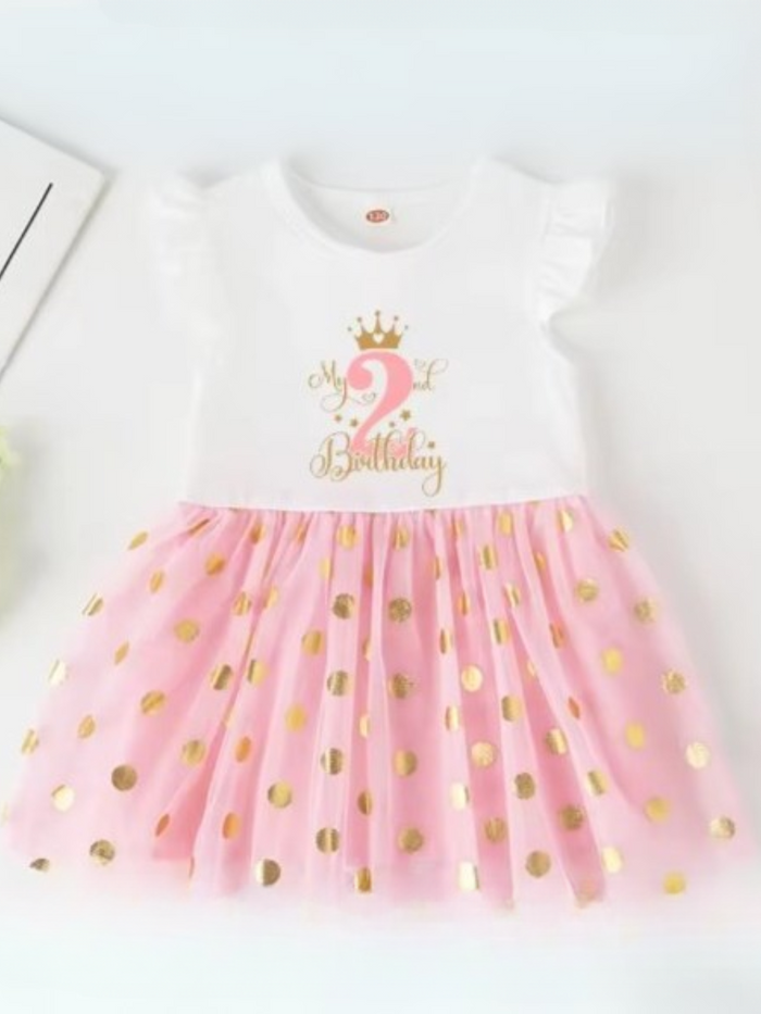 Princess 4 Year Birthday Tutu Dress with Golden Accents Mia Belle Girls