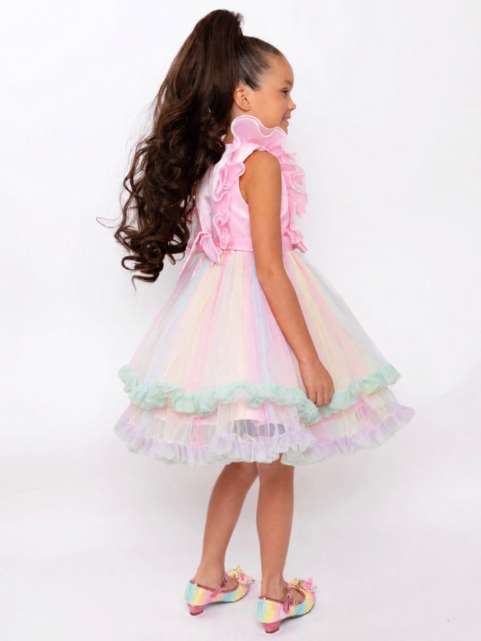 Princess Dream Rainbow Ruffle Tulle Dress