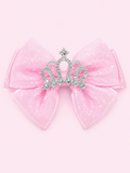 Princess Sparkle Tiara Pink Bow Hair Clip
