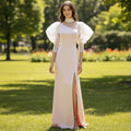 Puffy Lantern Long Sleeve Prom Party Dress with Asymmetrical Neck - Rosymae