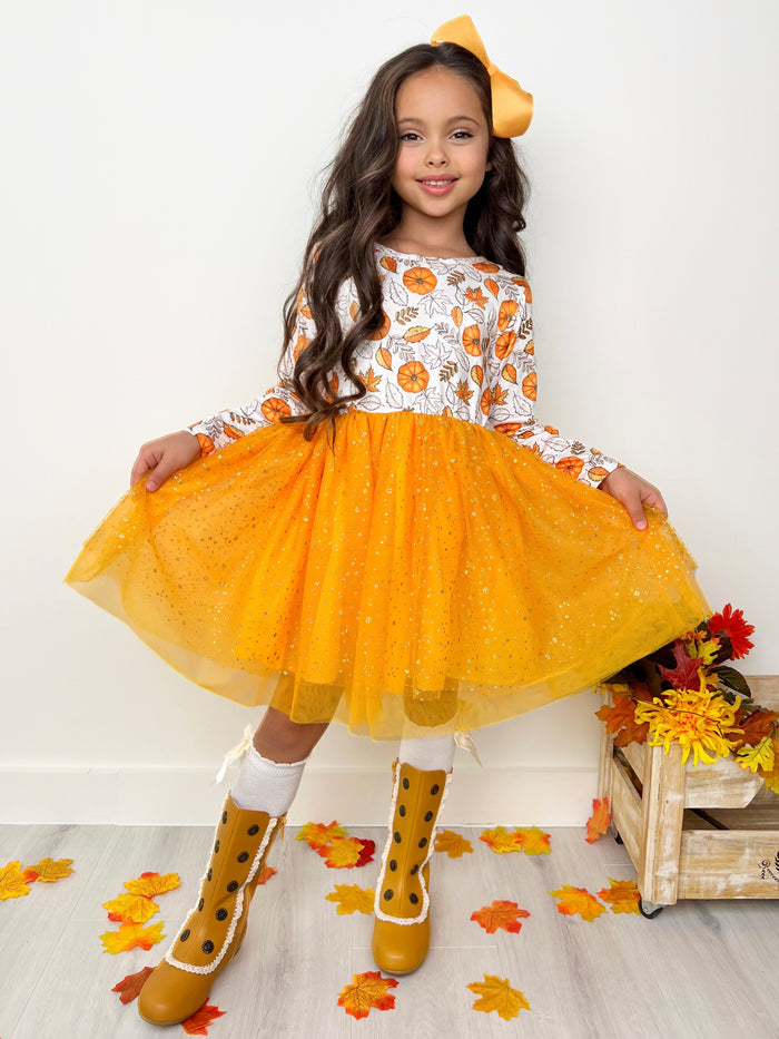 Pumpkin Patch Season Glitter Tutu Dress Mia Belle Girls