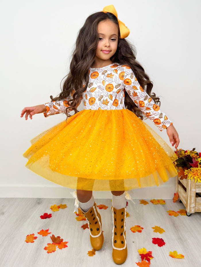 Pumpkin Patch Season Glitter Tutu Dress Mia Belle Girls