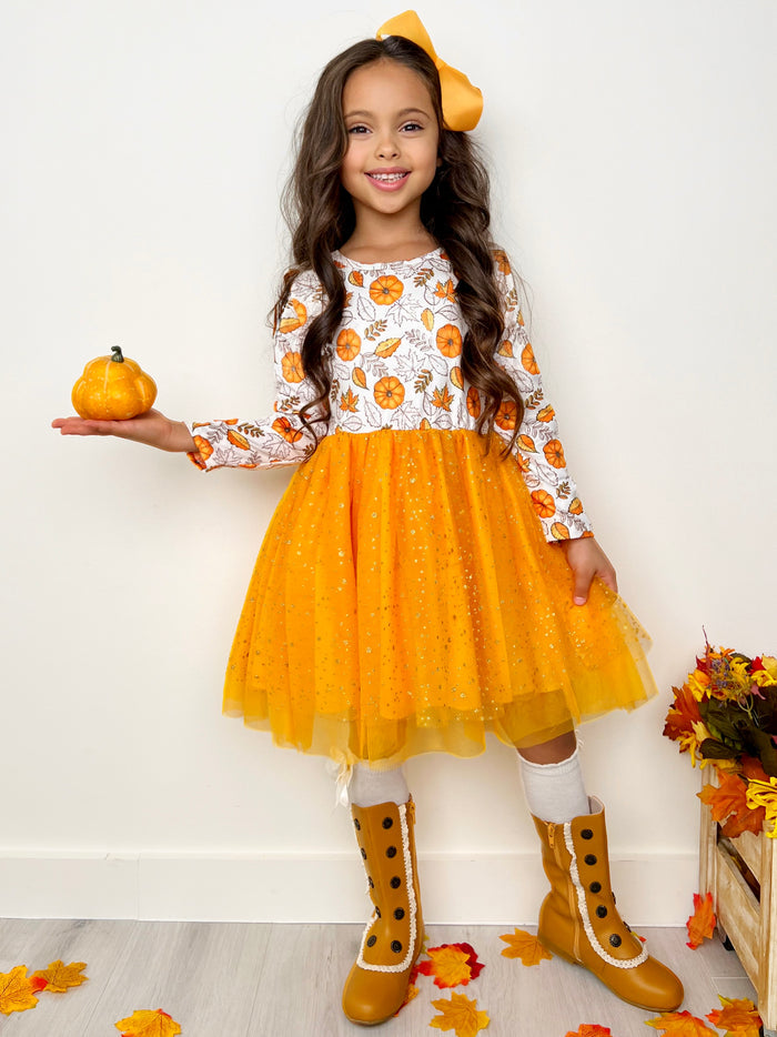 Pumpkin Patch Season Glitter Tutu Dress Mia Belle Girls