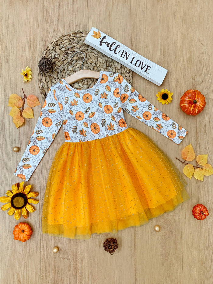 Pumpkin Patch Season Glitter Tutu Dress Mia Belle Girls