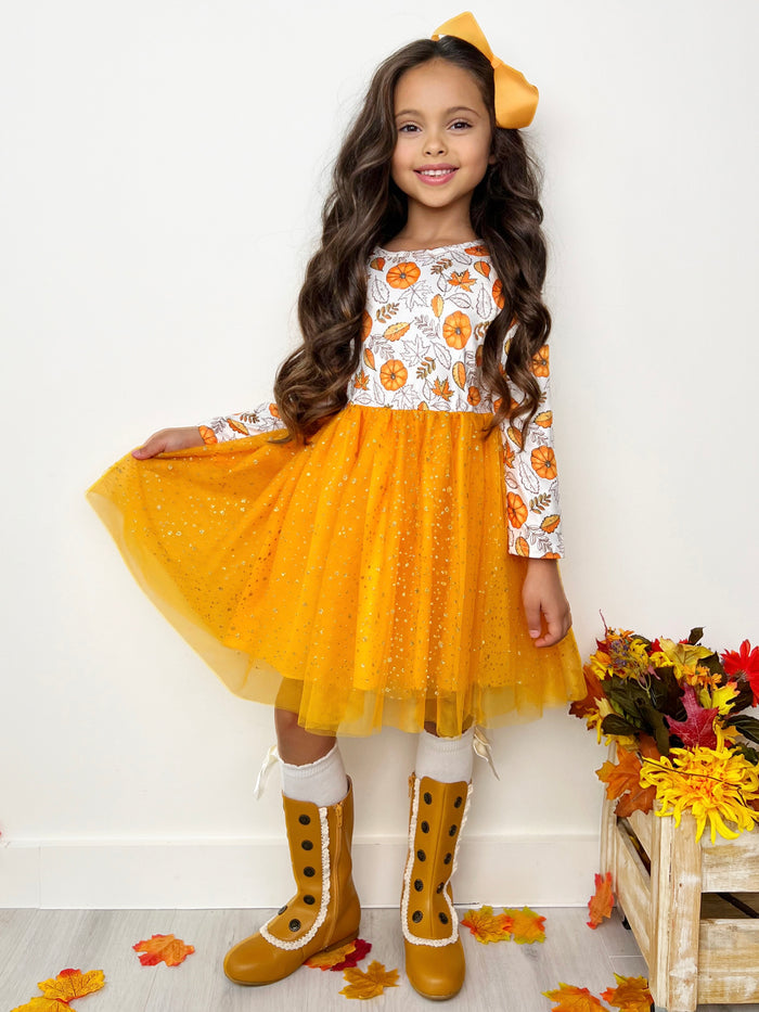 Pumpkin Patch Season Glitter Tutu Dress Mia Belle Girls