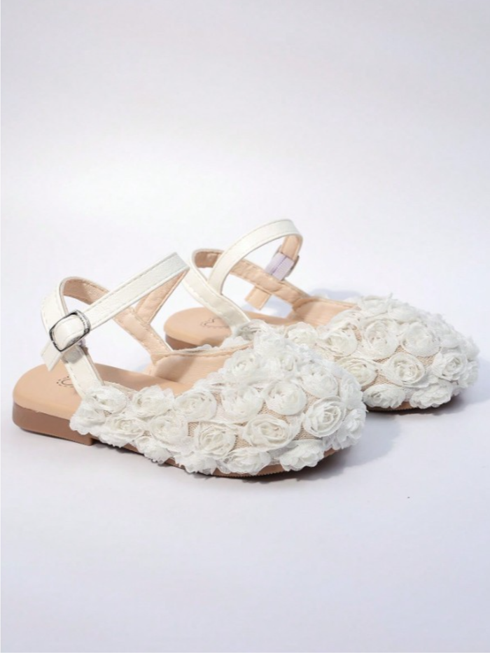 Pure Blossom Lace Floral Strap Flats Mia Belle Girls
