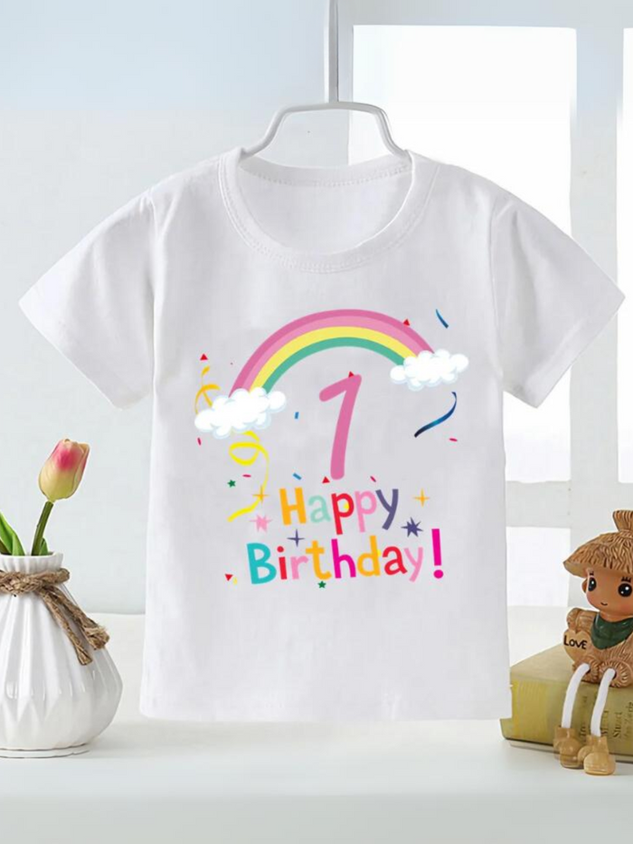 Rainbow Birthday T-Shirt for Kids - Cute and Casual Gift Mia Belle Girls