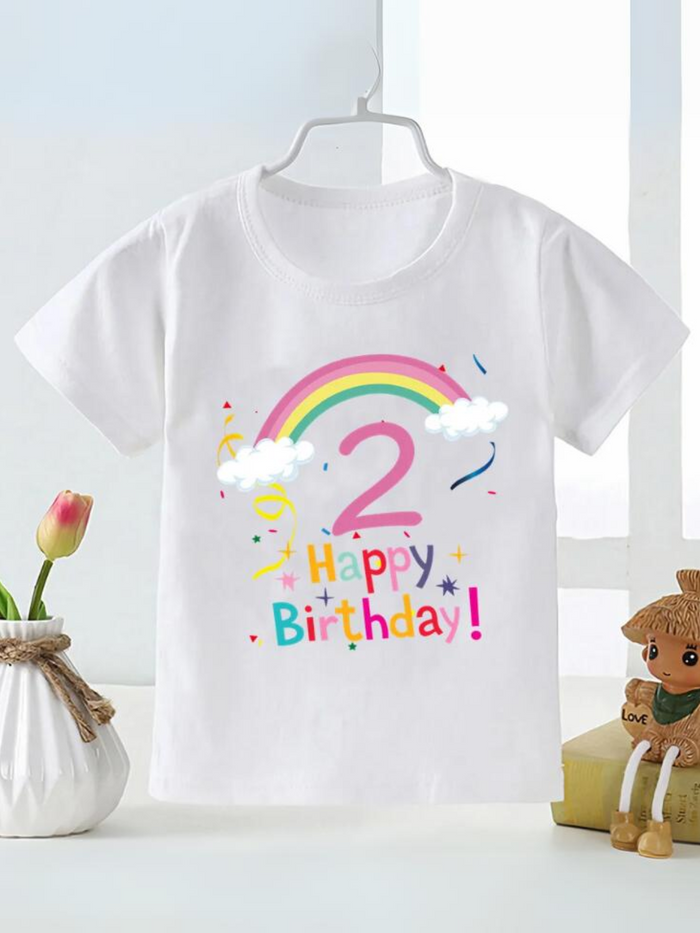 Rainbow Birthday T-Shirt for Kids - Cute and Casual Gift Mia Belle Girls