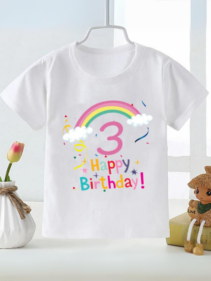Rainbow Birthday T-Shirt for Kids - Cute and Casual Gift Mia Belle Girls
