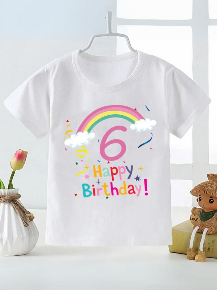 Rainbow Birthday T-Shirt for Kids - Cute and Casual Gift Mia Belle Girls