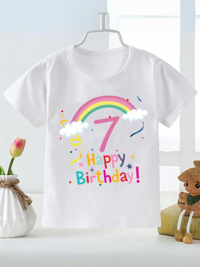 Rainbow Birthday T-Shirt for Kids - Cute and Casual Gift Mia Belle Girls