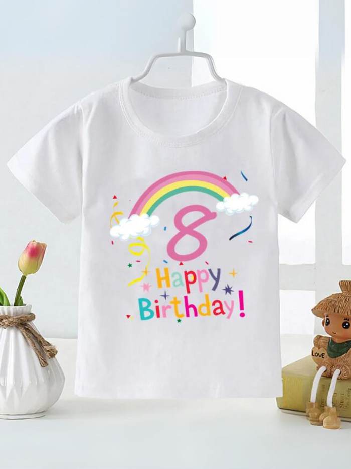 Rainbow Birthday T-Shirt for Kids - Cute and Casual Gift Mia Belle Girls