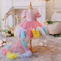 Rainbow Flower Girl Dress with Sequin Bodice Tulle Princess Birthday Party Gown D261