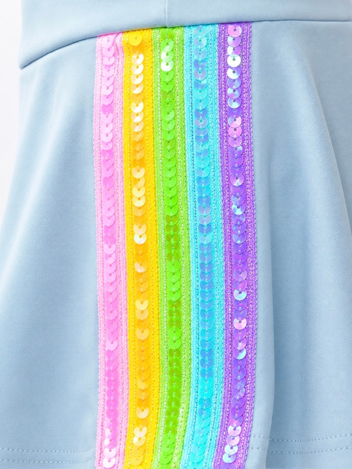 Colorful girls athleisure outfit for summer activities and camp