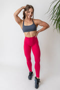 buttery soft tights with seamless front rise in pinkish/red colour with soft v shape front rise