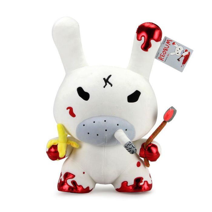 Redrum 20-inch plush Dunny by Kidrobot featuring a soft, colorful plush toy with detailed character design and bold red accents.