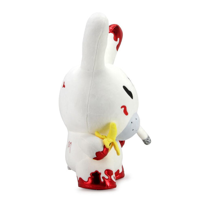 Redrum 20-inch plush Dunny by Kidrobot, soft and cuddly collectible toy with a distinctive red and white design.