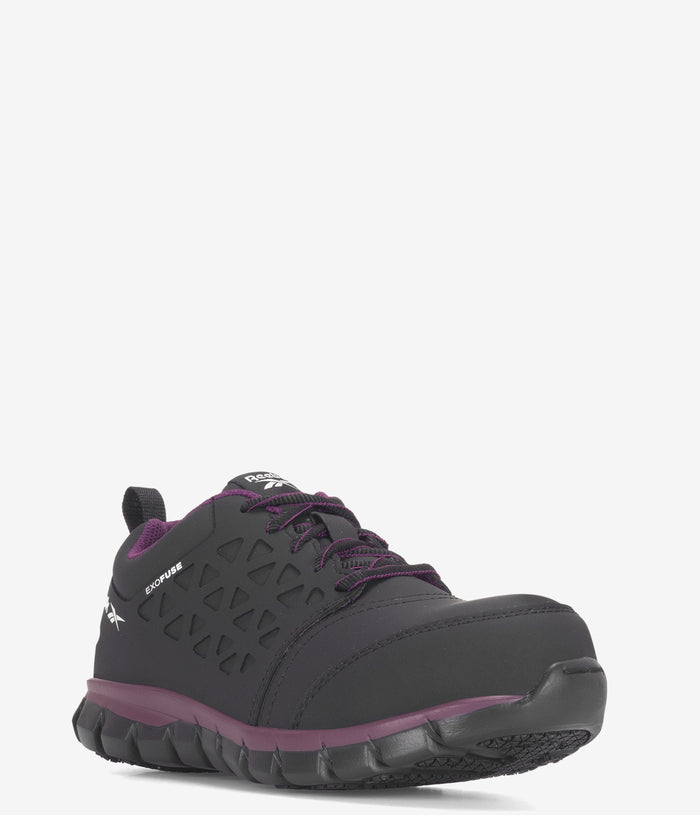 Reebok Sublite Exofuse Composite Safety Toe ESD Work Shoe - Black/Plum